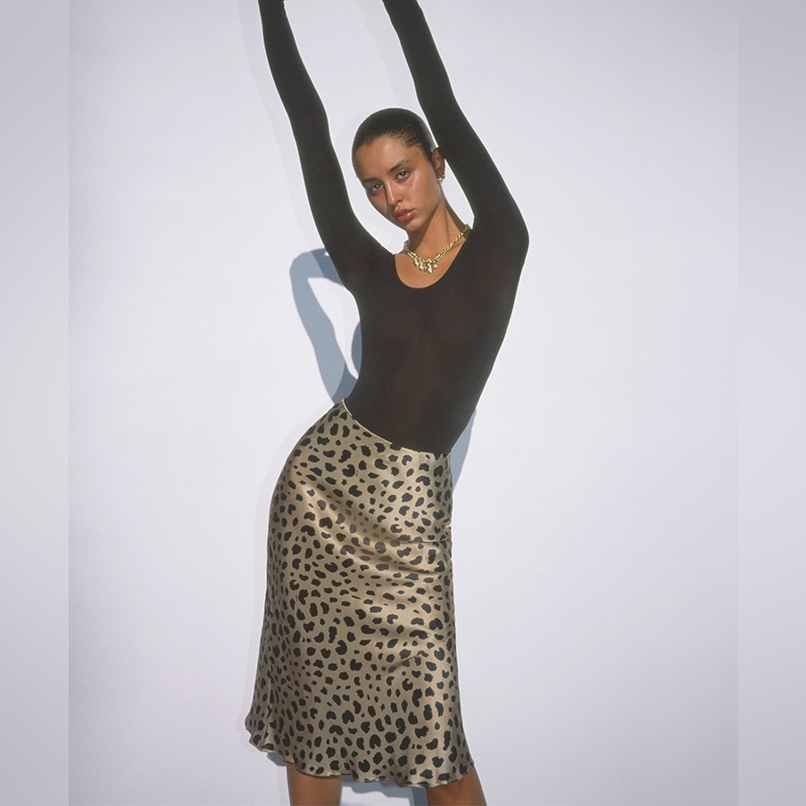 Ralisation Par Naomi Silk Leopard Print Skirt, S